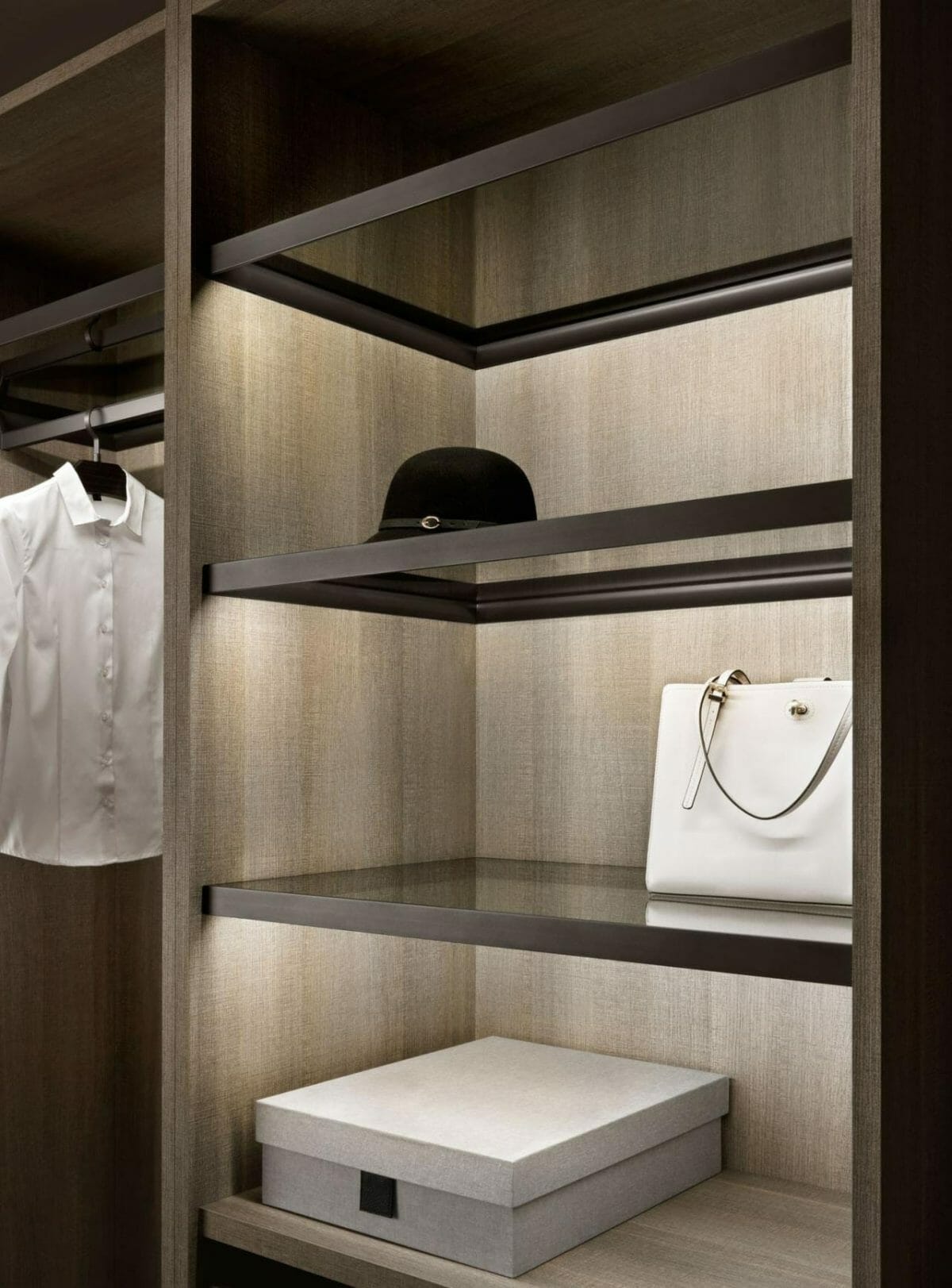 Bronze wardrobe glass shelf