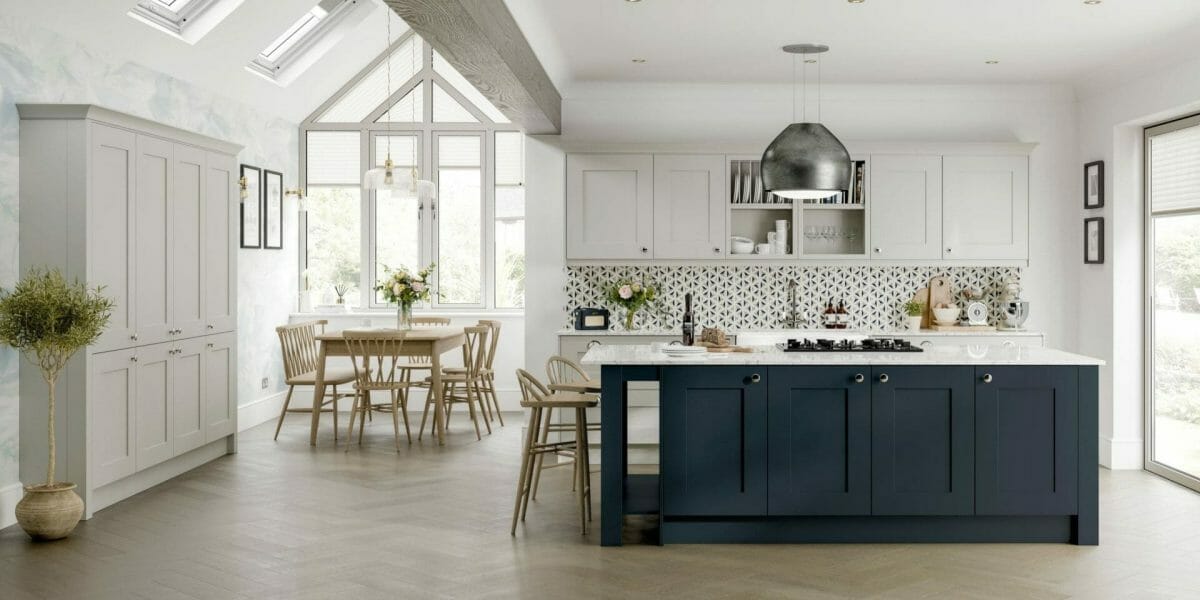 Navy and white modern kitchen