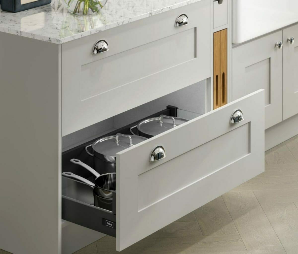 Beautiful Storage Options For Your New Kitchen Indigo Pearl Grey Drawer