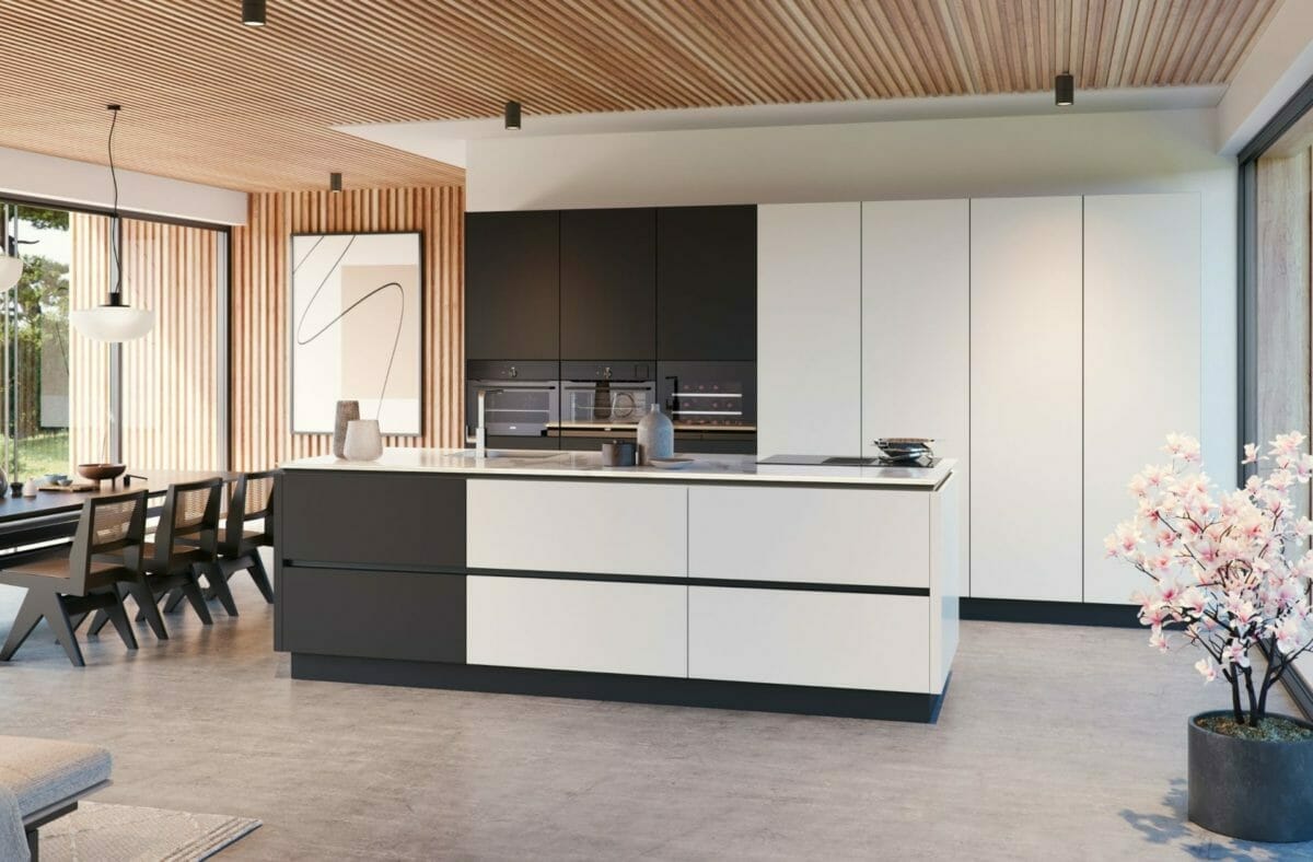 modern handleless contrasting kitchen