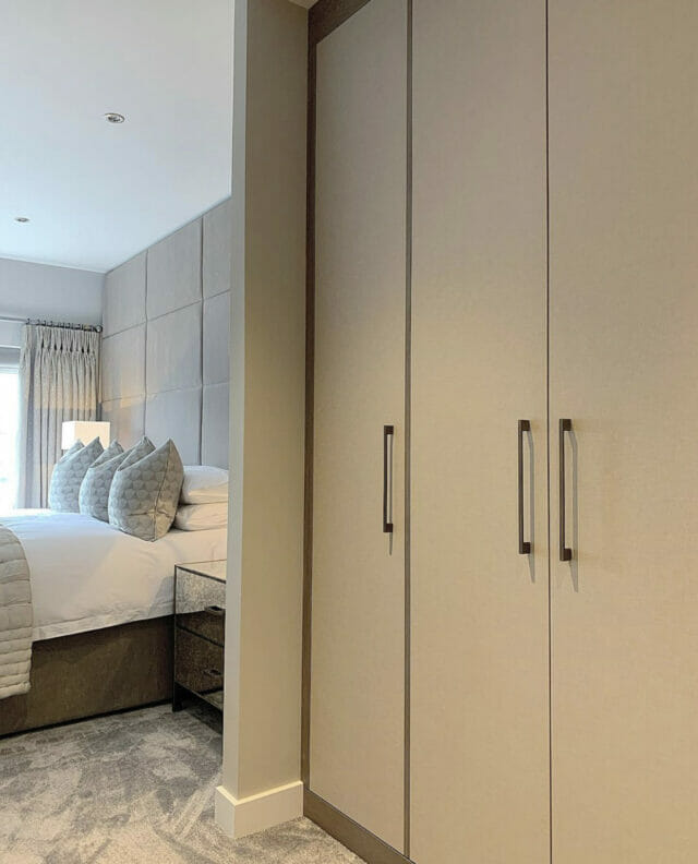 Daval langham beige silk bedroom