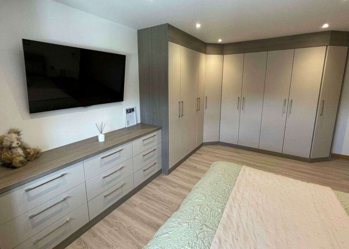 Beige & Oak Contemporary Bedroom in Dalton-in-Furness Fitted Bedroom by Mike Hughes Fitted Interiors of Barrow in Furness