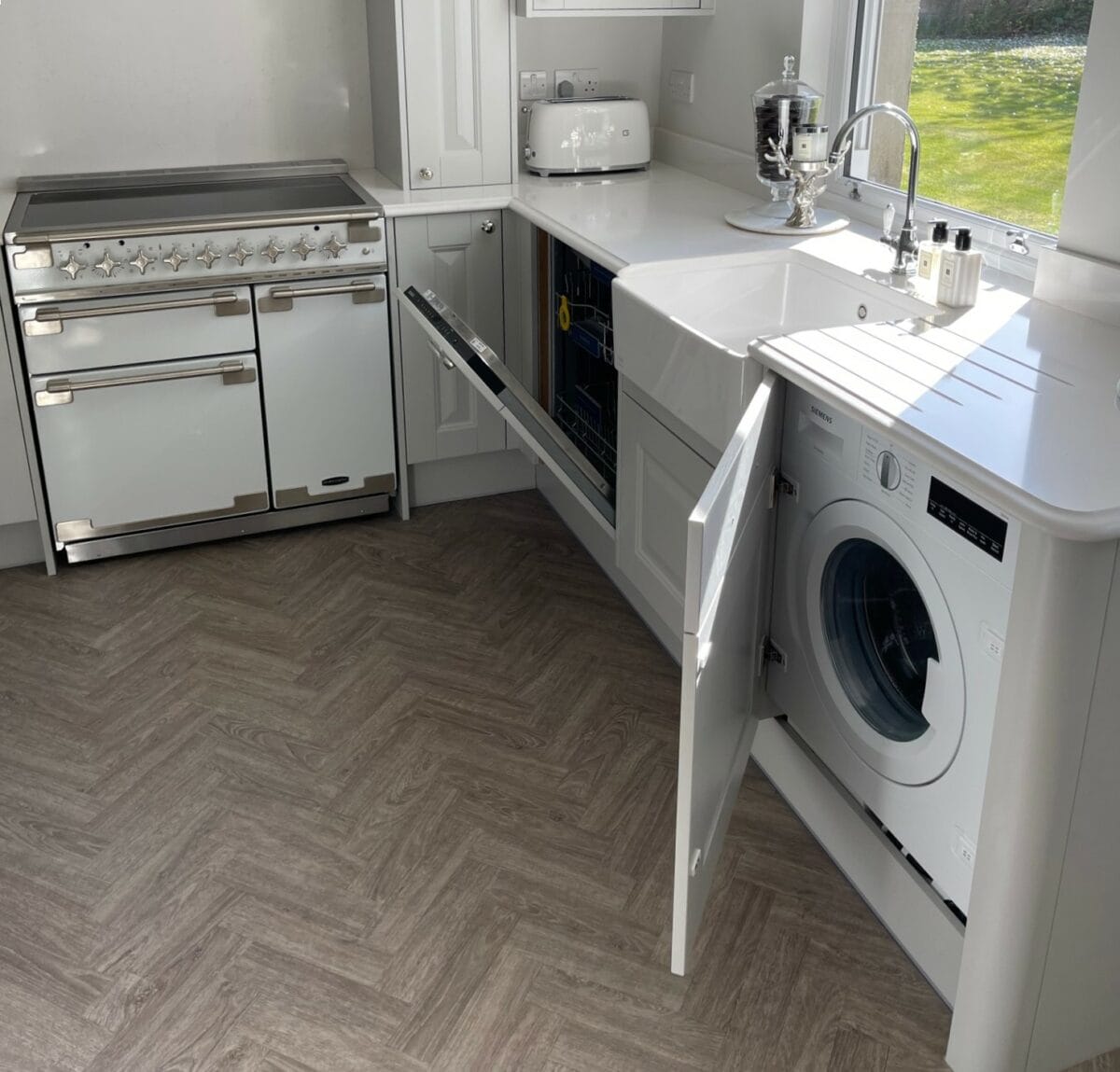 Platinum Painted kitchen showing appliances