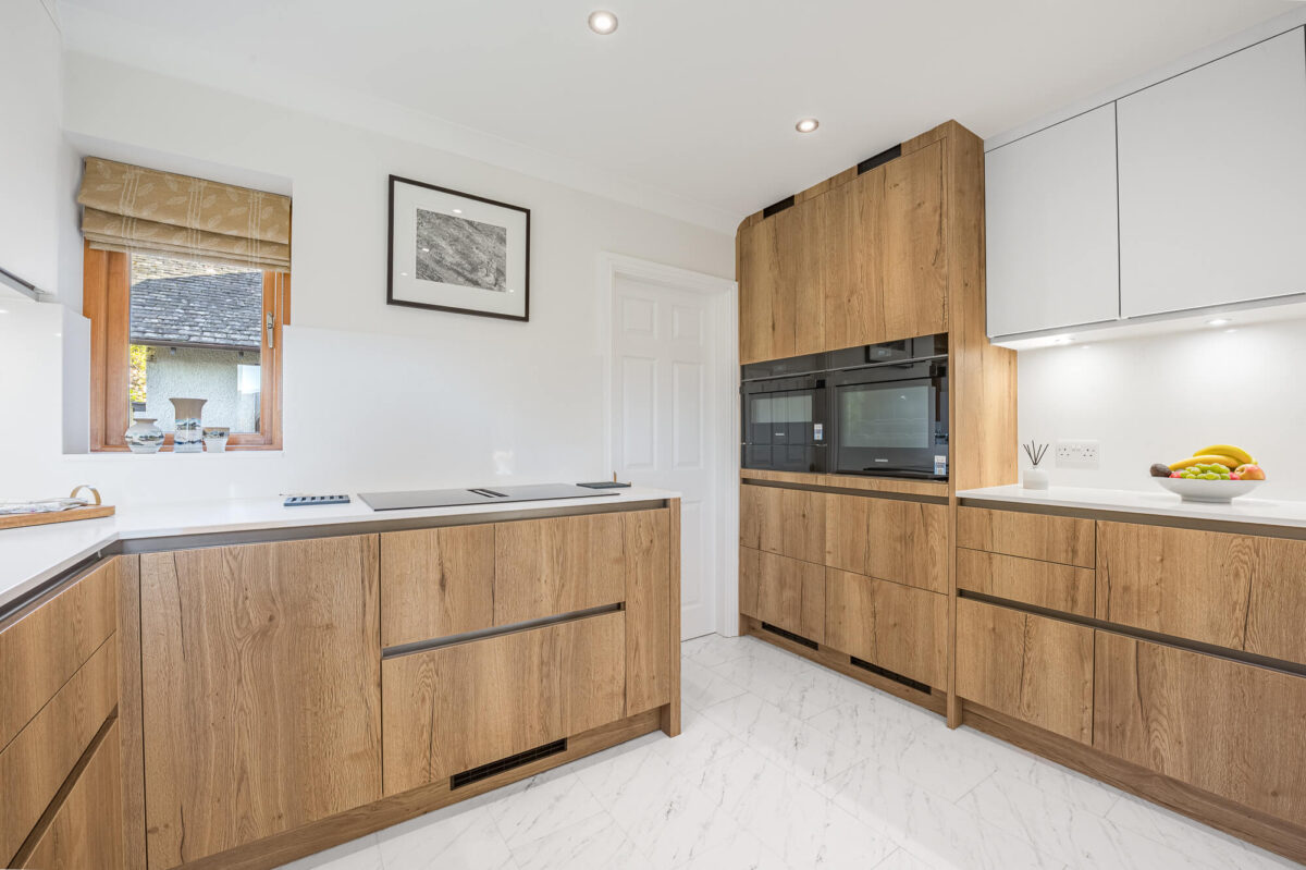Keller Light Oak & Light Grey Handleless Kitchen & Utility Oak Modern Kitchen Lake District