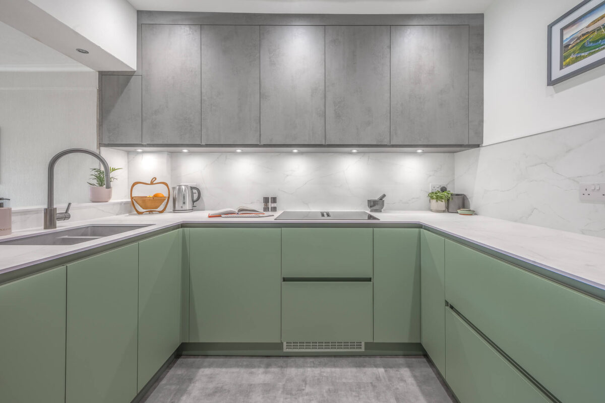 Green Handleless Kitchen