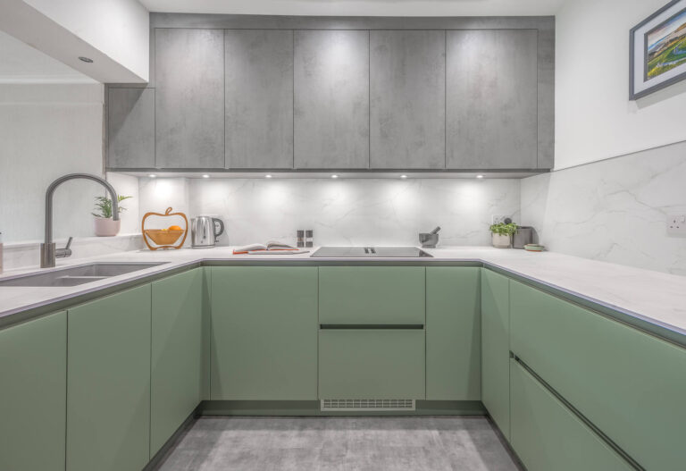 Green Handleless Kitchen