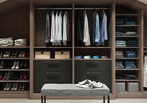 Dark wooden dressing room