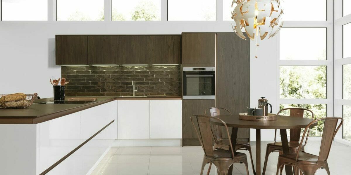 Linear Matt Walnut, Gloss Pure White, Copper Trim Main Shot-1600x1600 (2)